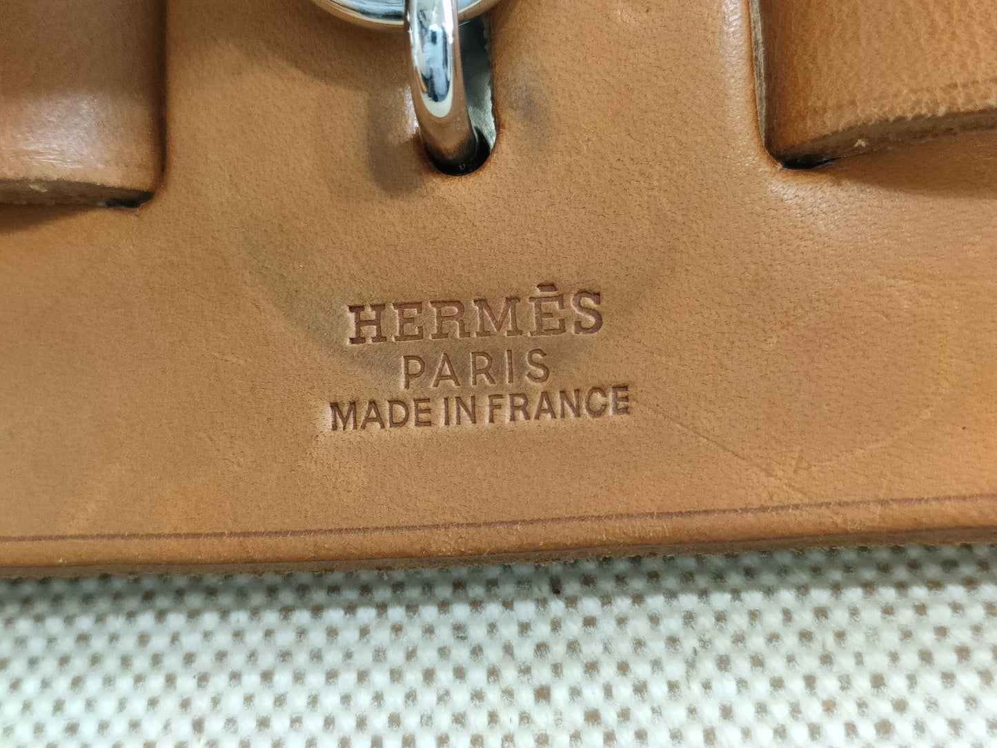 HERMES Air Bag HERMES Air Bag MM Handbag Toile H x Leather □B Handbag