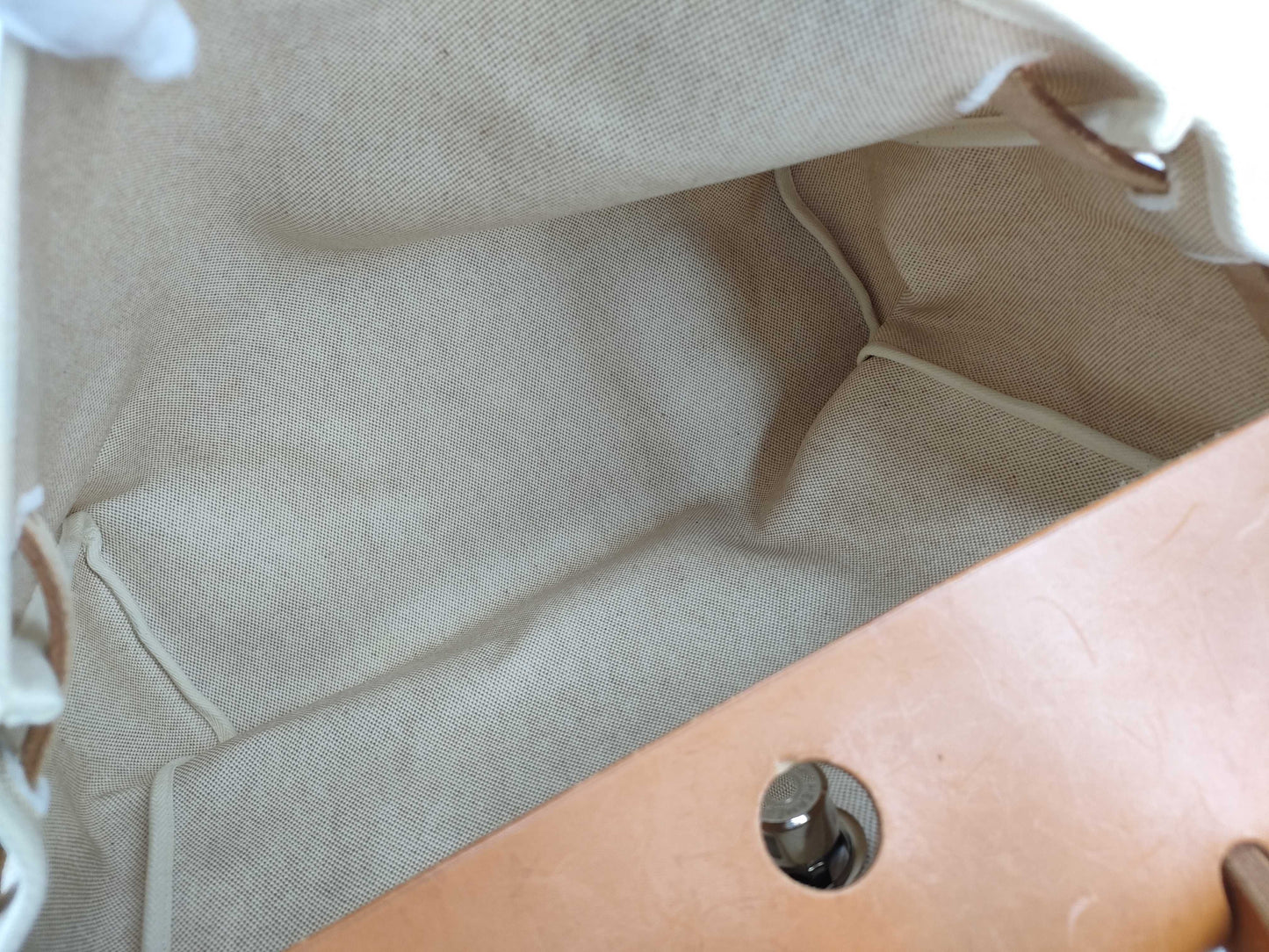 HERMES Air Bag HERMES Air Bag MM Handbag Toile H x Leather □B Handbag