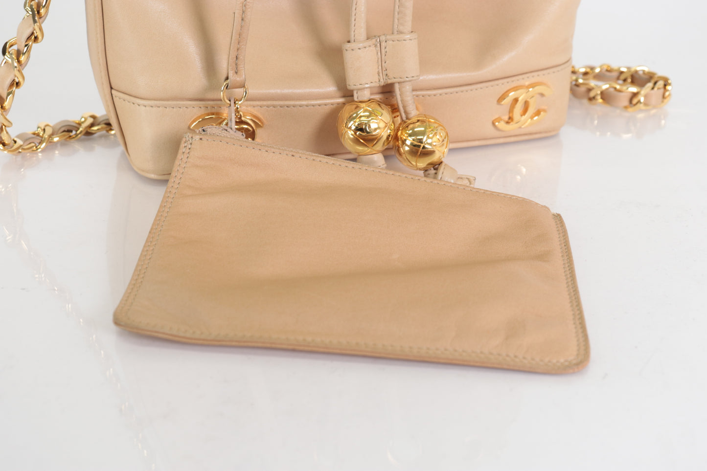 CHANEL Triple Coco Drawstring Lamb Chain Shoulder Bag, No. 2