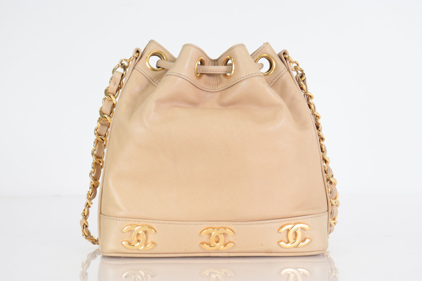 CHANEL Triple Coco Drawstring Lamb Chain Shoulder Bag, No. 2