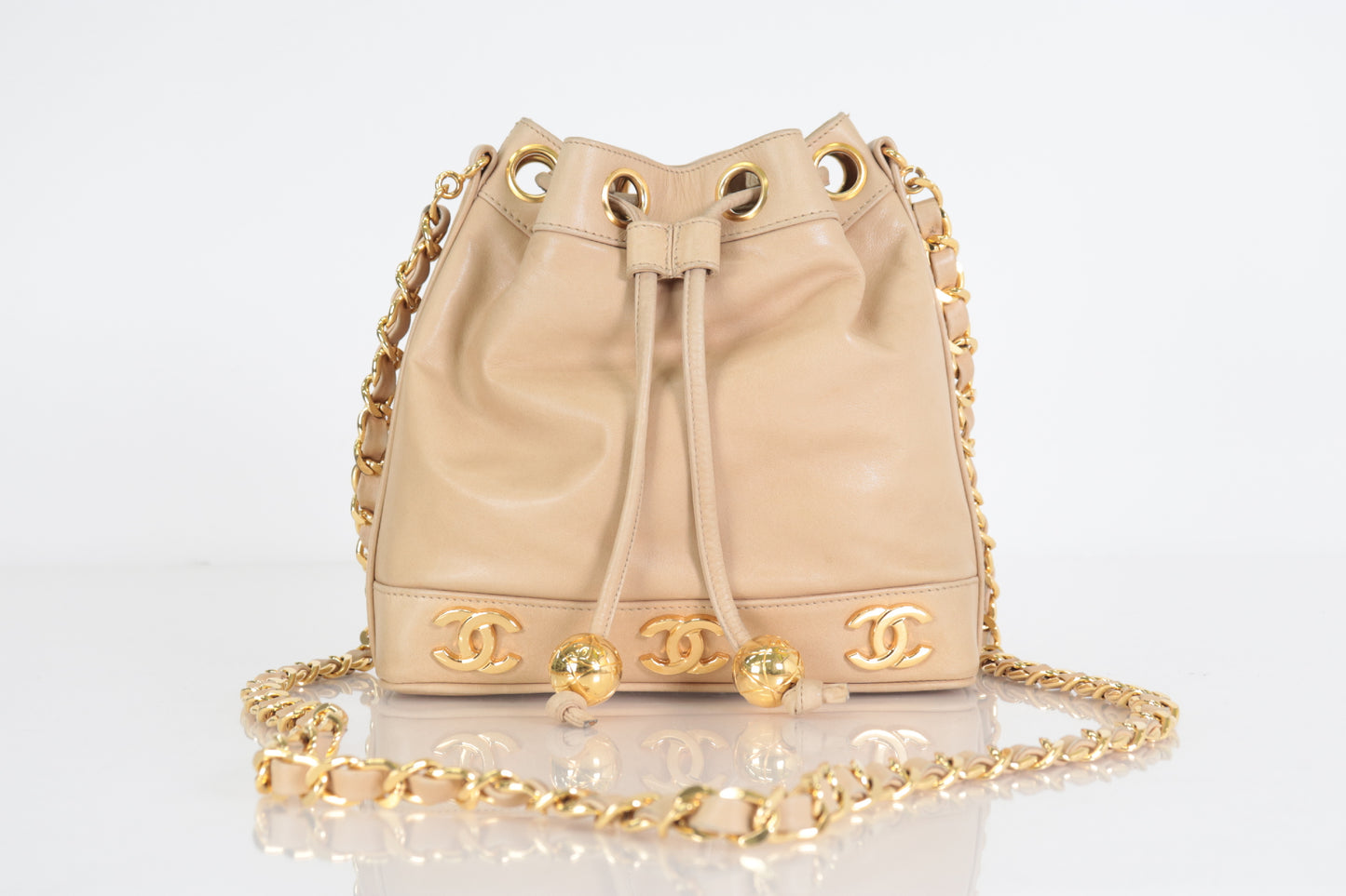 CHANEL Triple Coco Drawstring Lamb Chain Shoulder Bag, No. 2