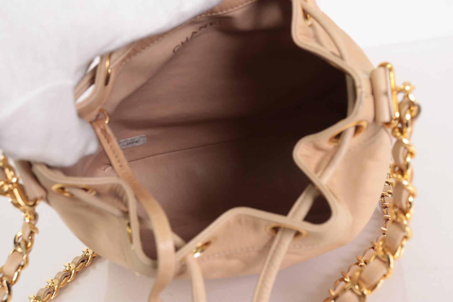 CHANEL Triple Coco Drawstring Lamb Chain Shoulder Bag, No. 2