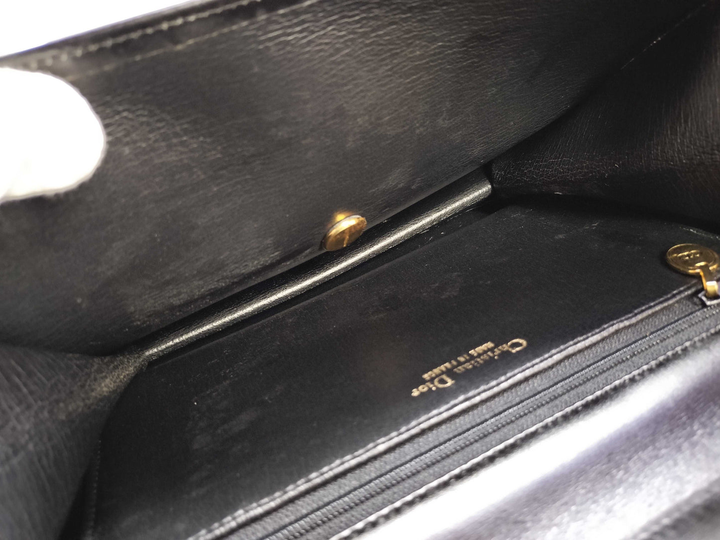Dior Leather Shoulder Bag with Logo Hardware, Black