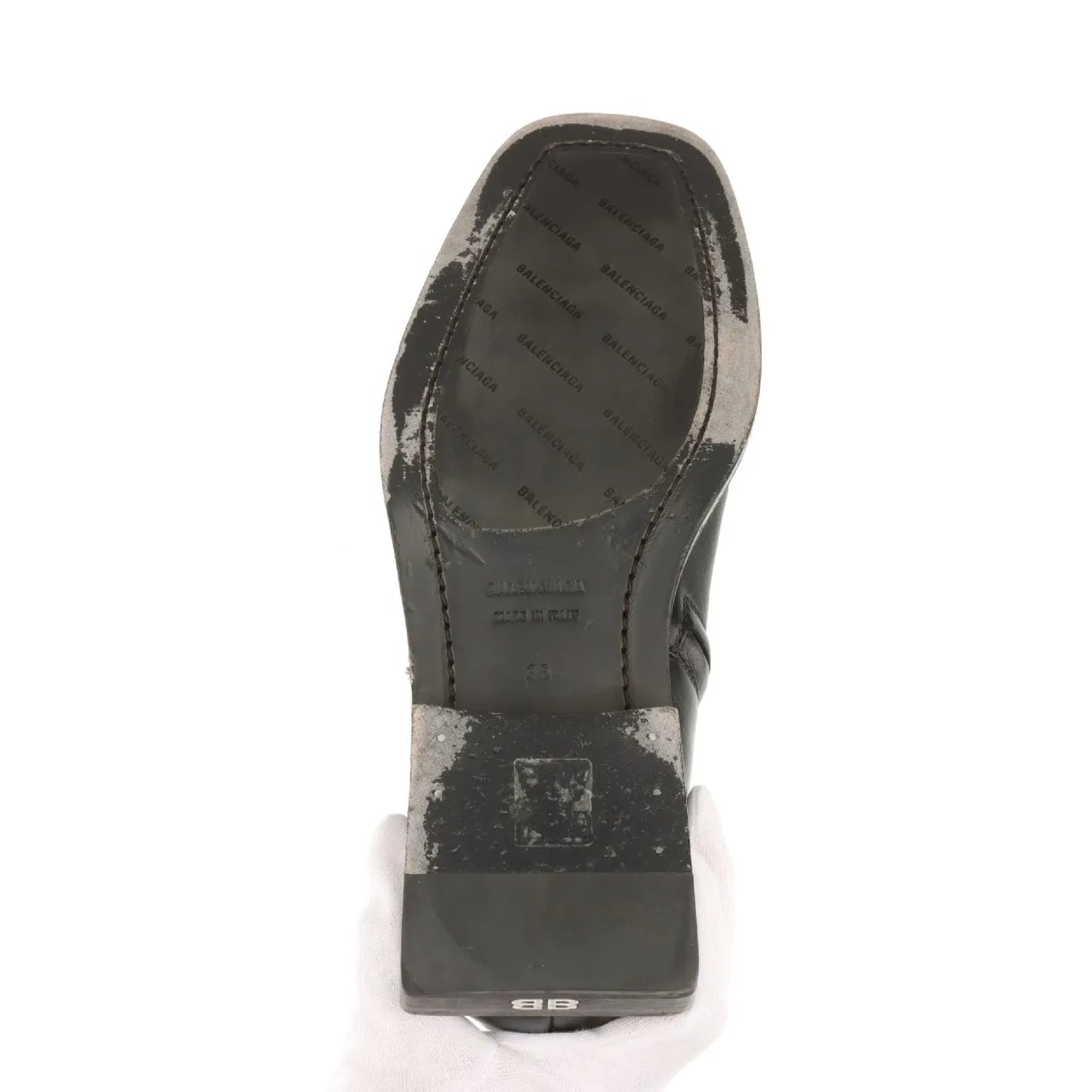 BALENCIAGA Leather Short Boots Size 36 616349 BB Logo Other Shoes