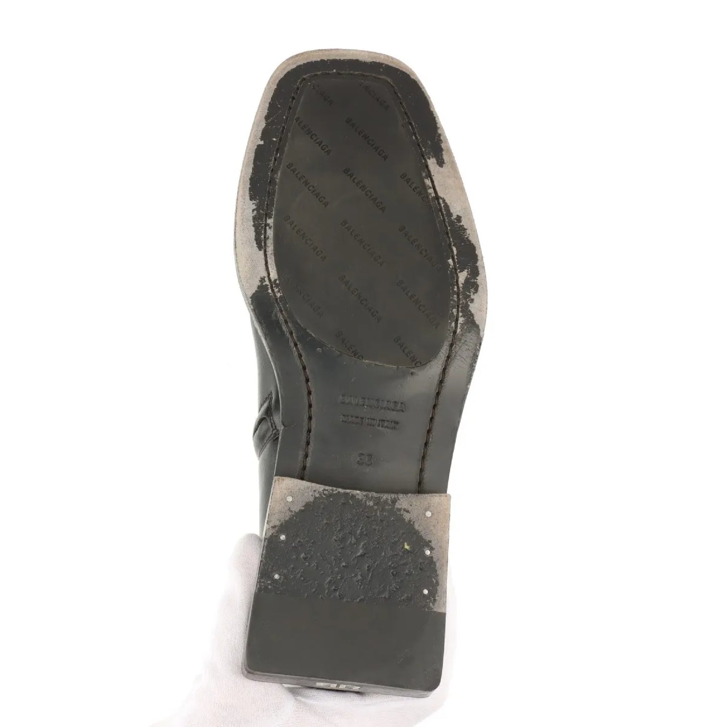 BALENCIAGA Leather Short Boots Size 36 616349 BB Logo Other Shoes