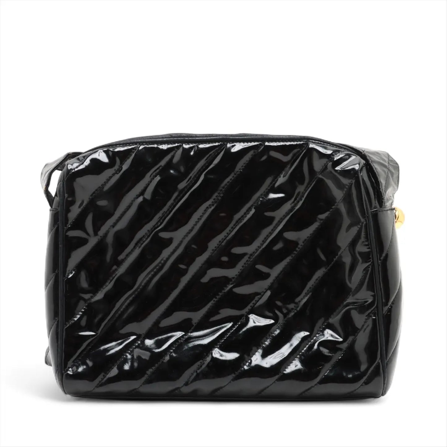 CHANEL bias stitch patent leather shoulder bag