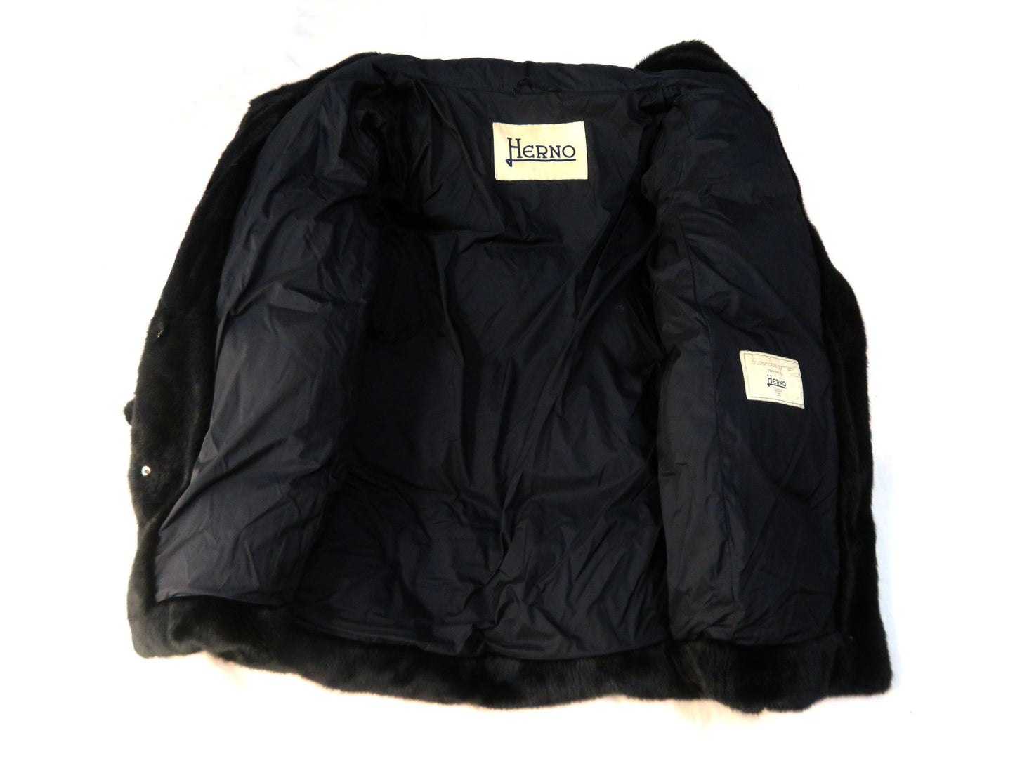 Herno Globe Lab Down Jacket with Eco-Fur, Size 38, Black