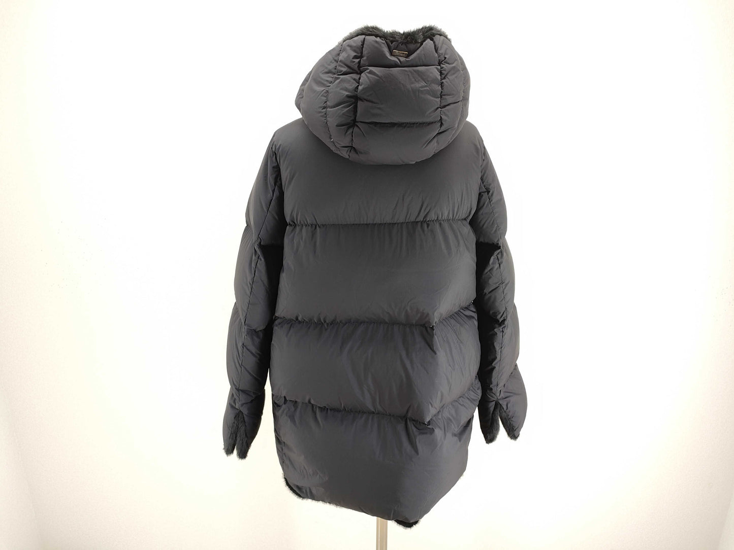 Herno Globe Lab Down Jacket with Eco-Fur, Size 38, Black