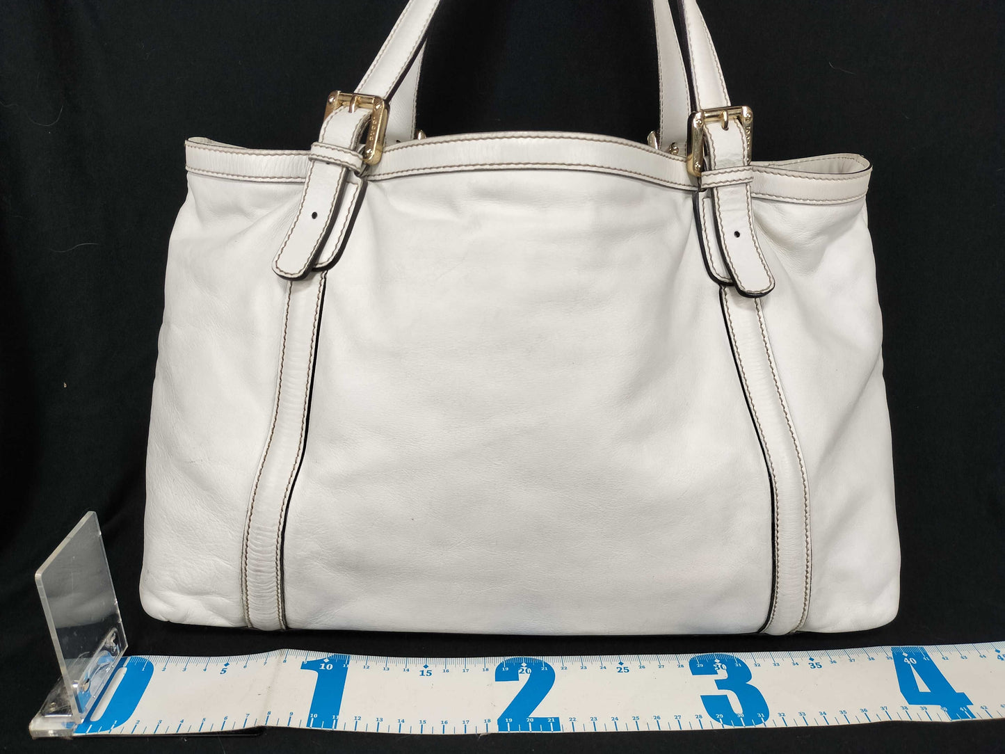 GUCCI GUCCI Gucci Interlocking Tote Bag Leather White Tote Bag