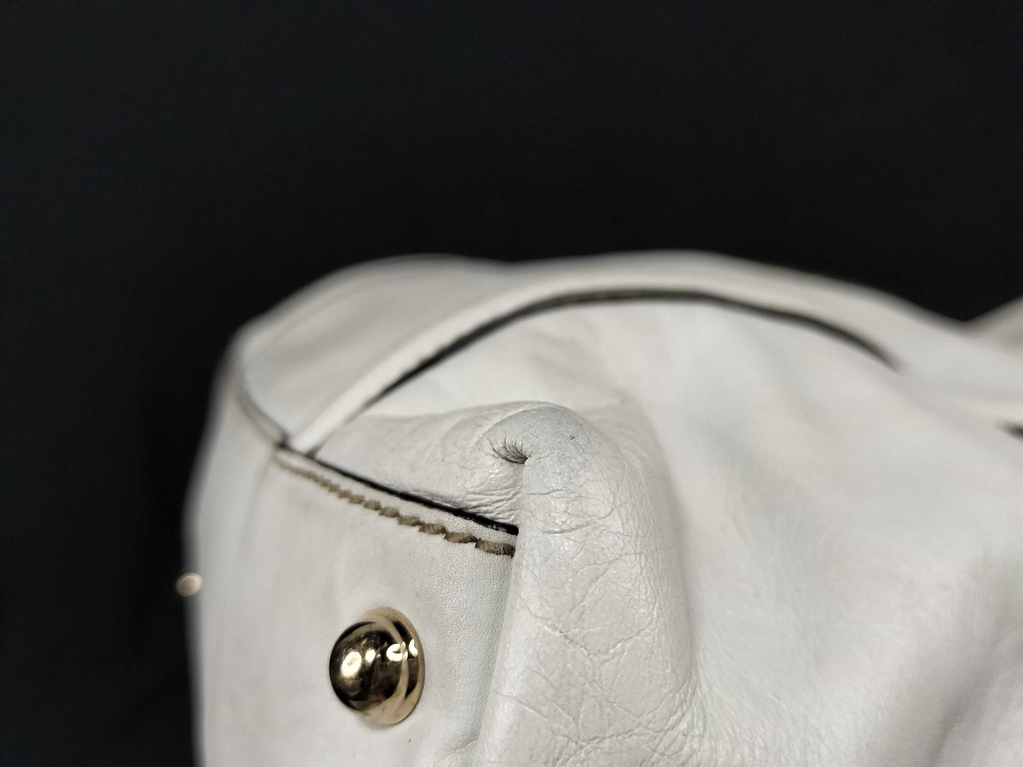 GUCCI GUCCI Gucci Interlocking Tote Bag Leather White Tote Bag