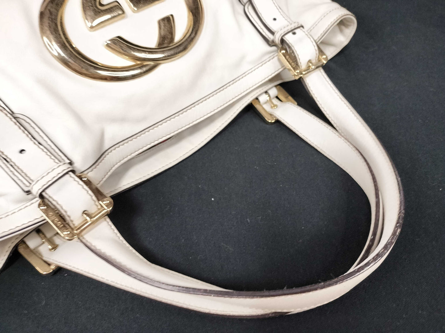 GUCCI GUCCI Gucci Interlocking Tote Bag Leather White Tote Bag
