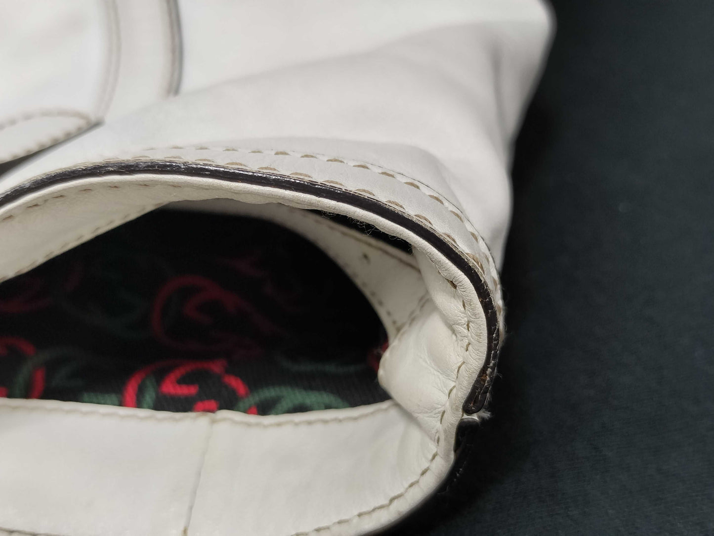 GUCCI GUCCI Gucci Interlocking Tote Bag Leather White Tote Bag