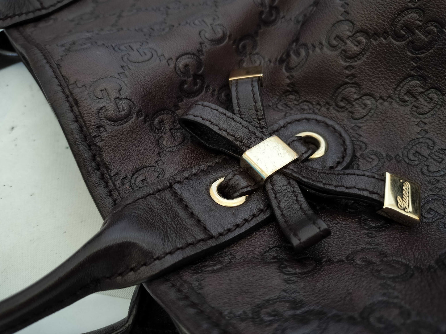 GUCCI Guccissima Leather GG Pattern Handbag Tote Bag 163805