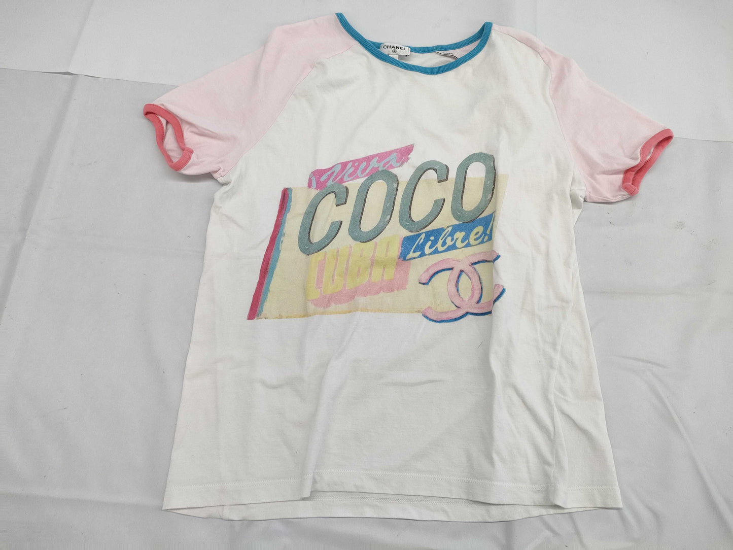 CHANEL CHANEL T-shirt, short sleeve, cut and sew, C55838K07323 #S Coco Beach T-shirt