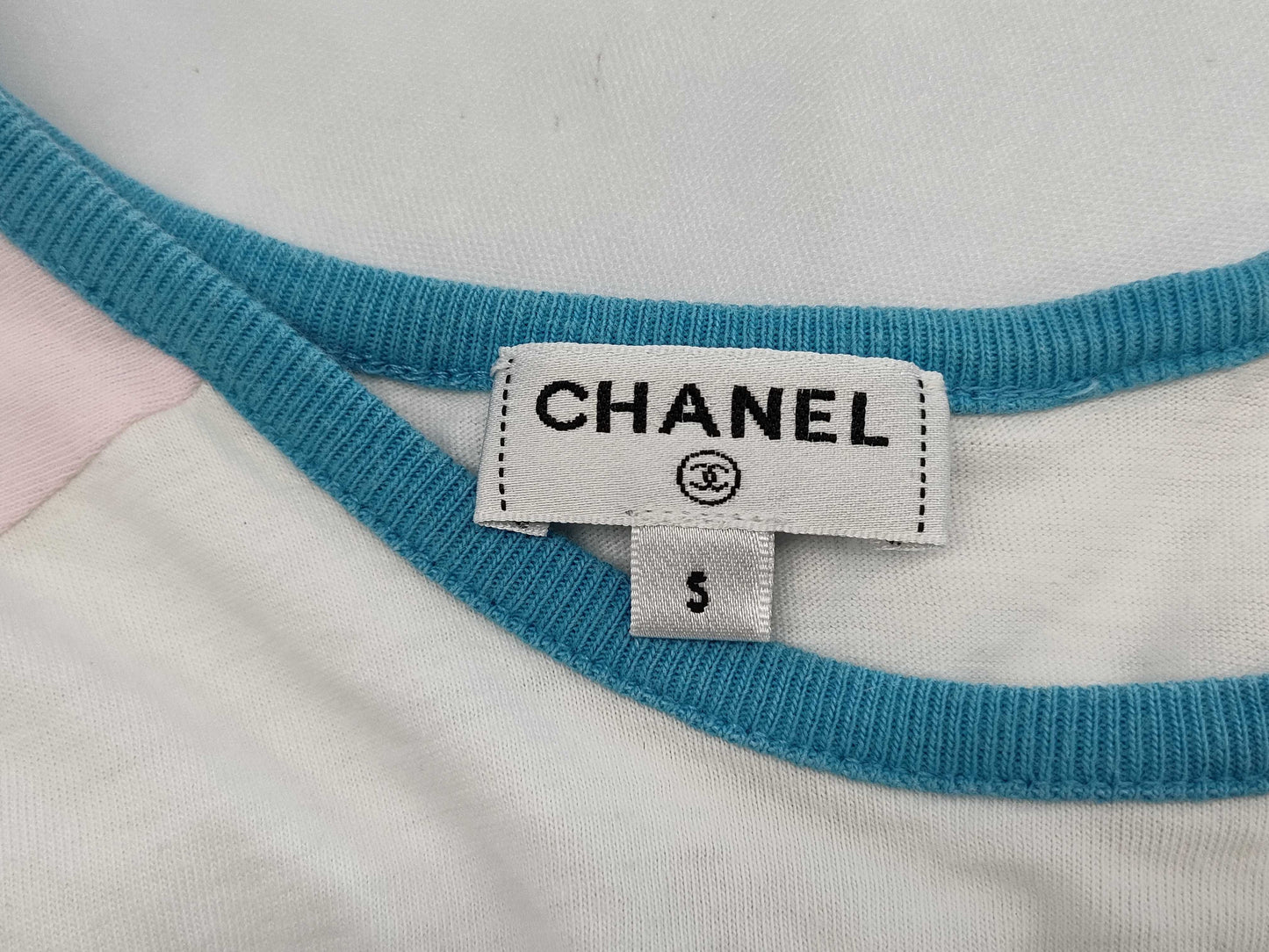 CHANEL CHANEL T-shirt, short sleeve, cut and sew, C55838K07323 #S Coco Beach T-shirt