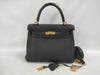 HERMES Kelly 25 Black Handbag with G Hardware and Z Stamp