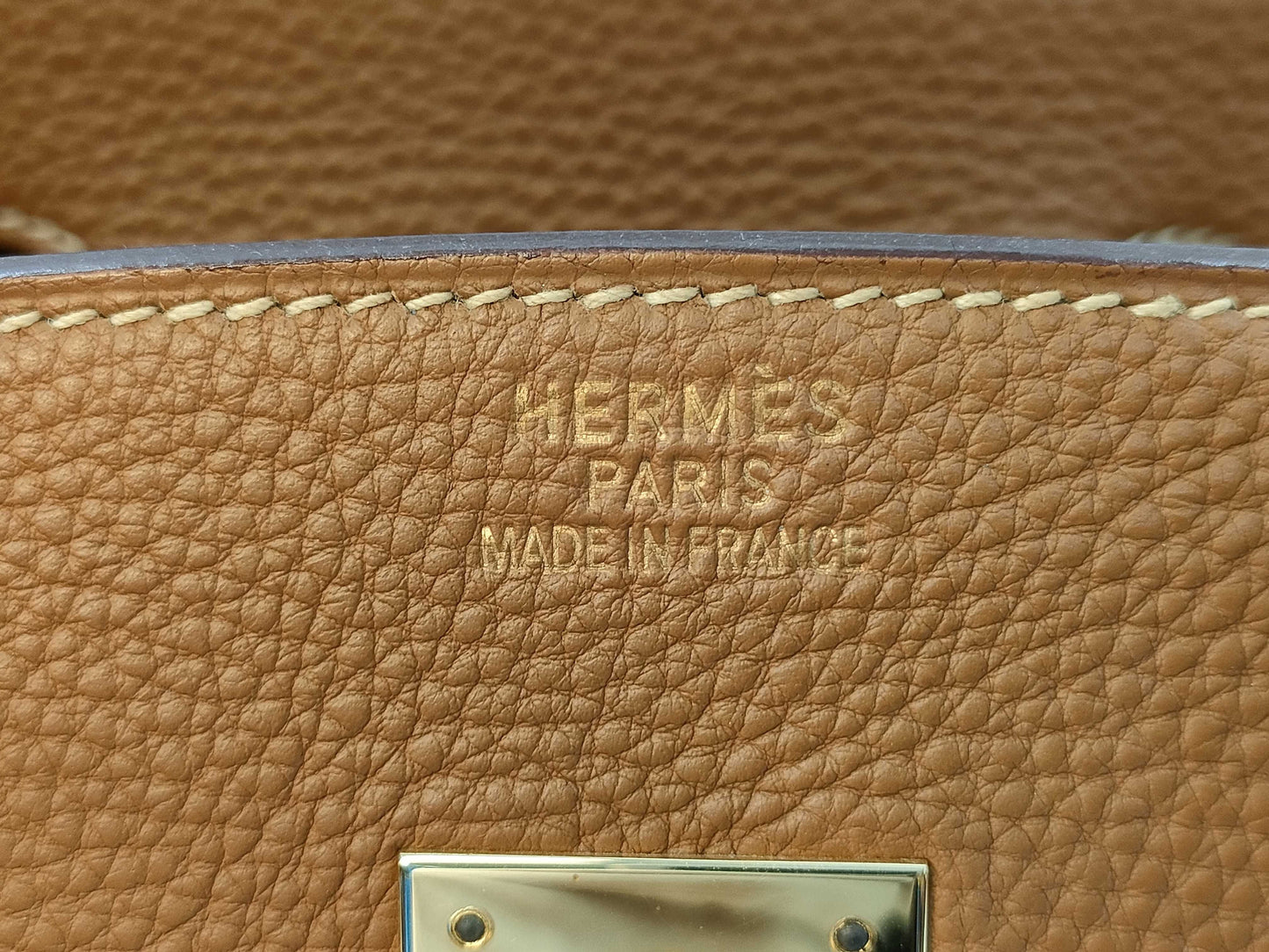 HERMES Birkin 35 Togo Gold with G Hardware and J Stamp