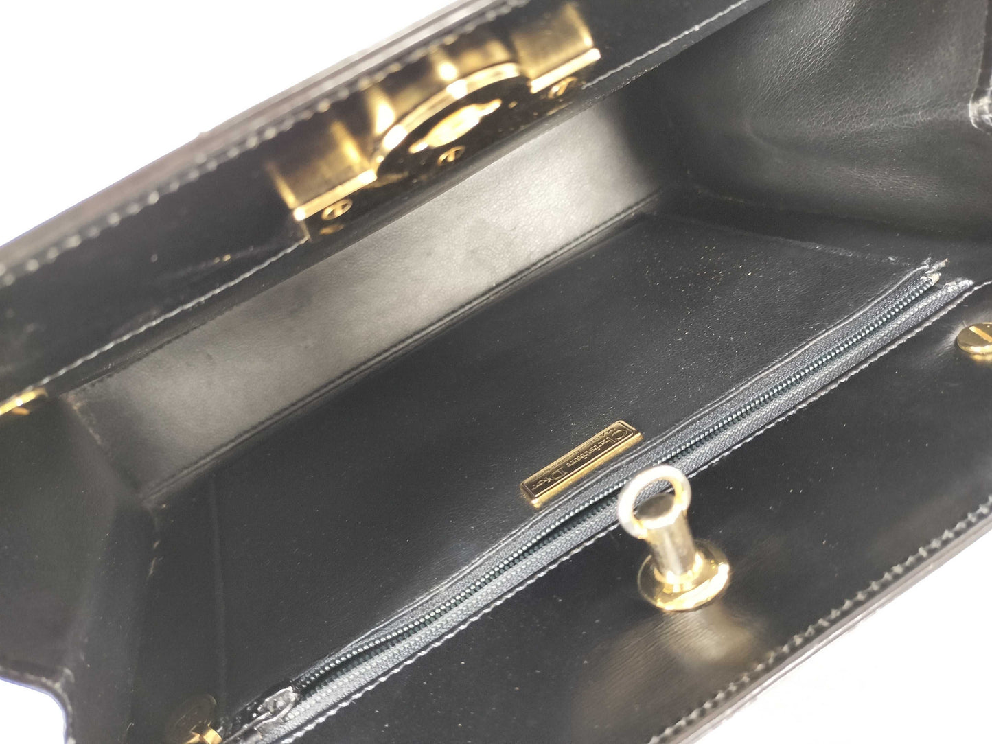 Dior Leather Handbag with Locking Hardware