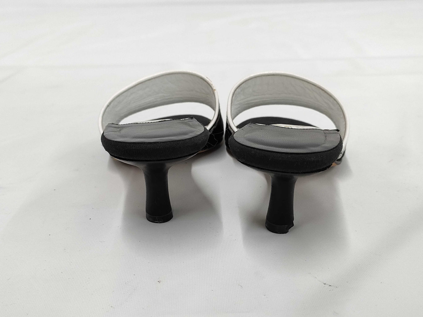 CHANEL Two-tone Logo Sandals, Size 35, Mules