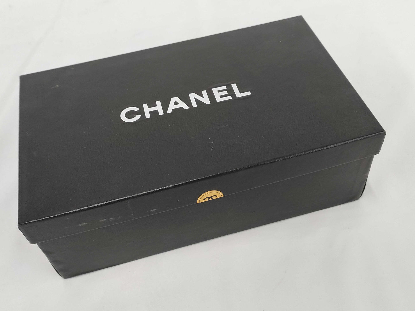 CHANEL Two-tone Logo Sandals, Size 35, Mules