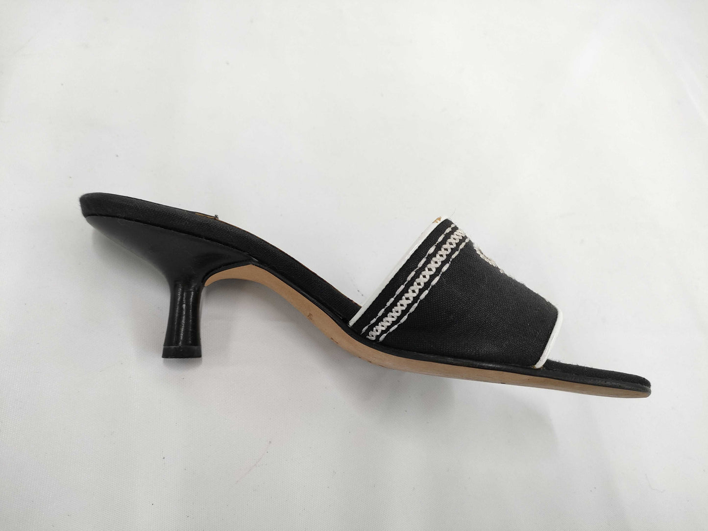 CHANEL Two-tone Logo Sandals, Size 35, Mules