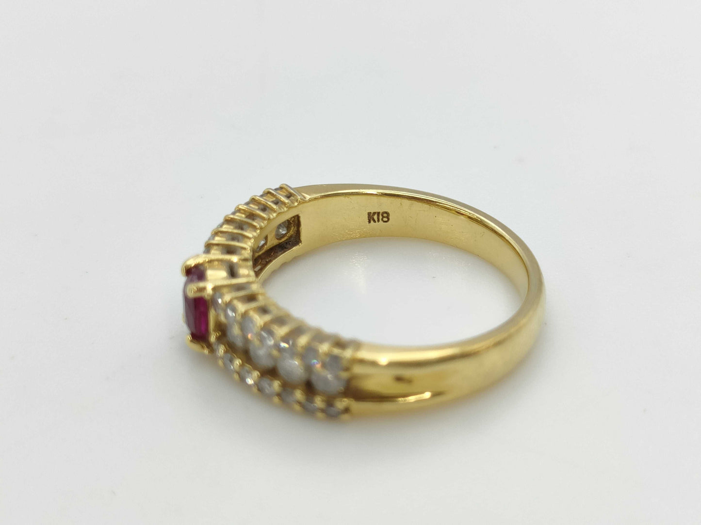 Colored Stone 0.41ct D0.55ct K18 4.5g Ring