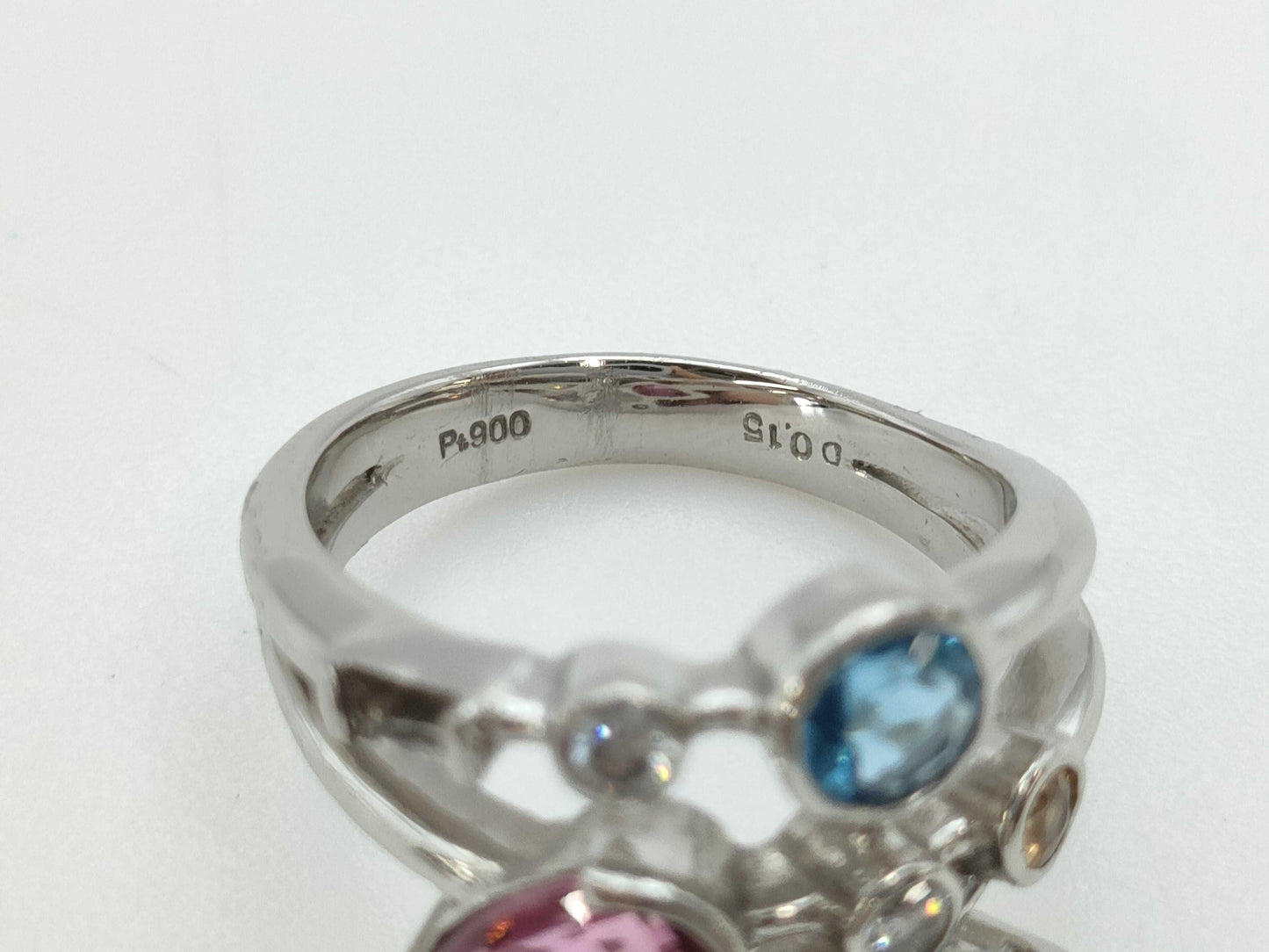 Colored Stone D0.15ct Pt900 8.8g Ring
