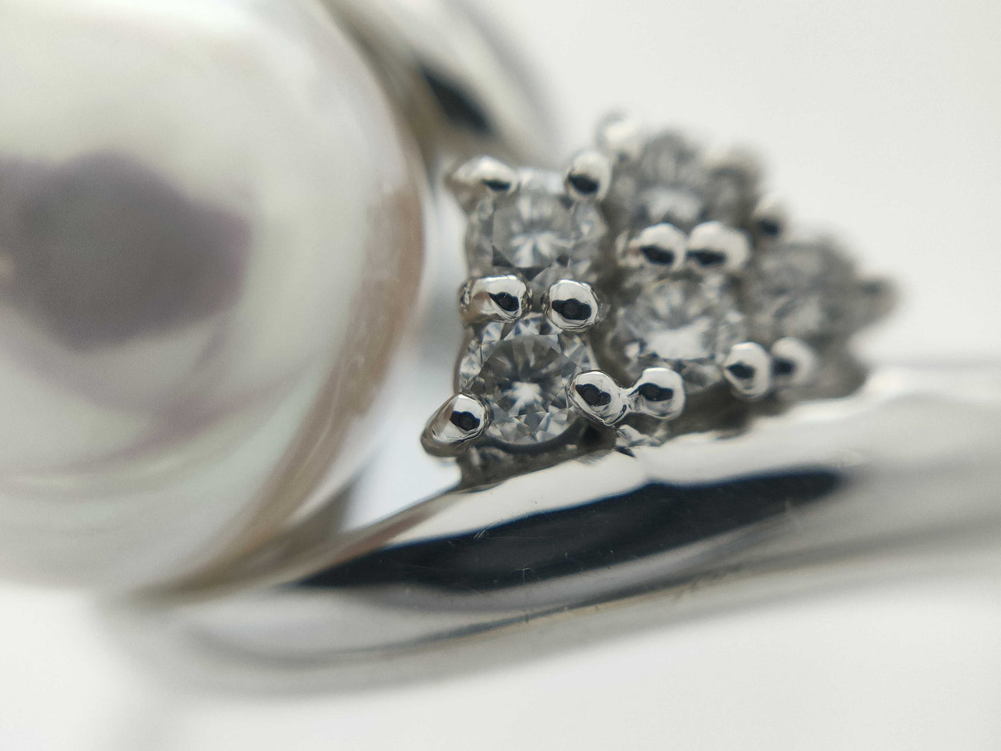 Pearl Ring, Diameter: Approx. 8.6mm, D0.20ct, Pt900, 5.8g