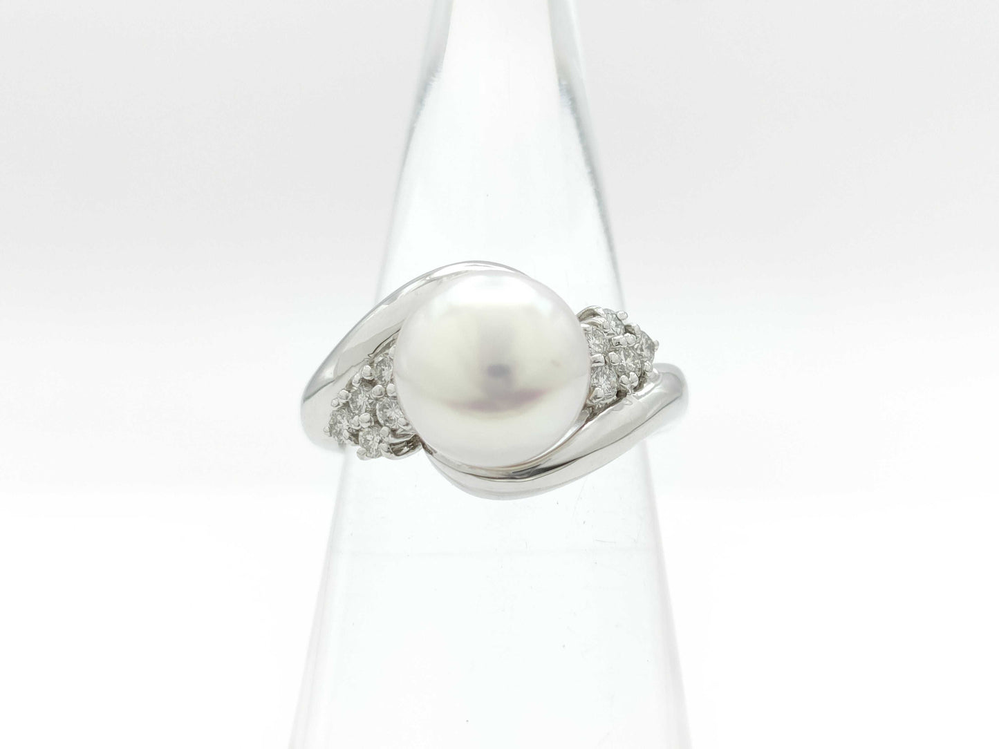 Pearl Ring, Diameter: Approx. 8.6mm, D0.20ct, Pt900, 5.8g