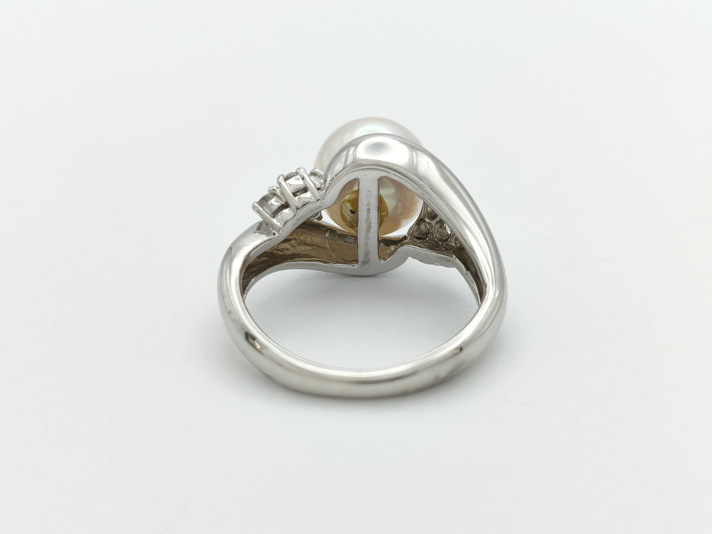 Pearl Ring, Diameter: Approx. 8.6mm, D0.20ct, Pt900, 5.8g