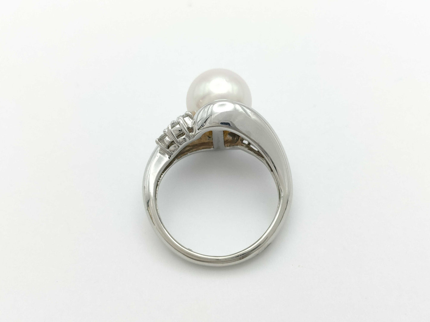 Pearl Ring, Diameter: Approx. 8.6mm, D0.20ct, Pt900, 5.8g