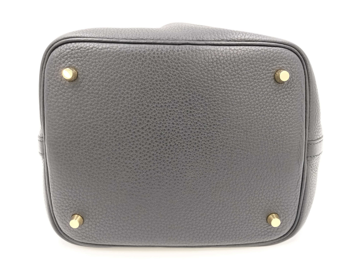 HERMES Picotin Lock MM Taurillon Clemence Leather Handbag in Black with GD Hardware and Y Stamp