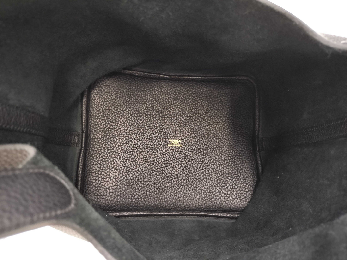 HERMES Picotin Lock MM Taurillon Clemence Leather Handbag in Black with GD Hardware and Y Stamp