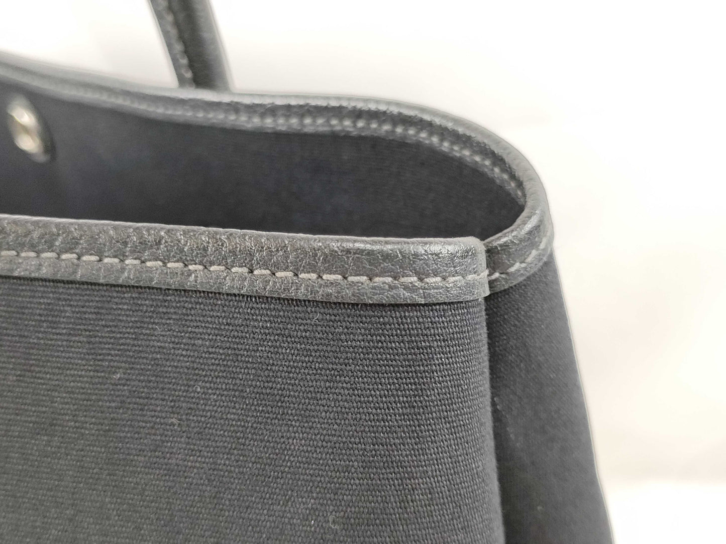 HERMES Garden Party PM Black Toile Tote Bag with □I Stamp