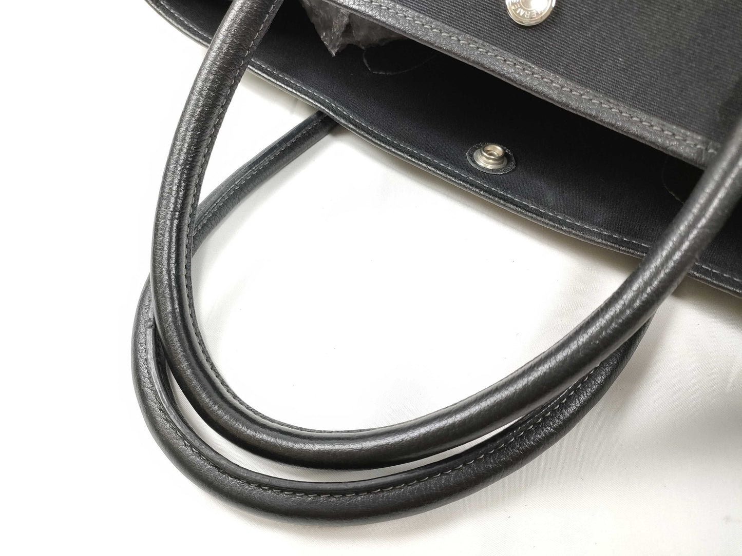 HERMES Garden Party PM Black Toile Tote Bag with □I Stamp