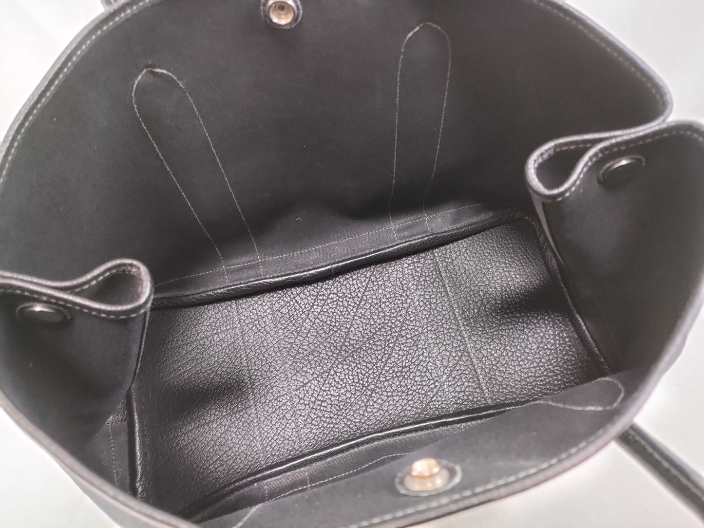 HERMES Garden Party PM Black Toile Tote Bag with □I Stamp