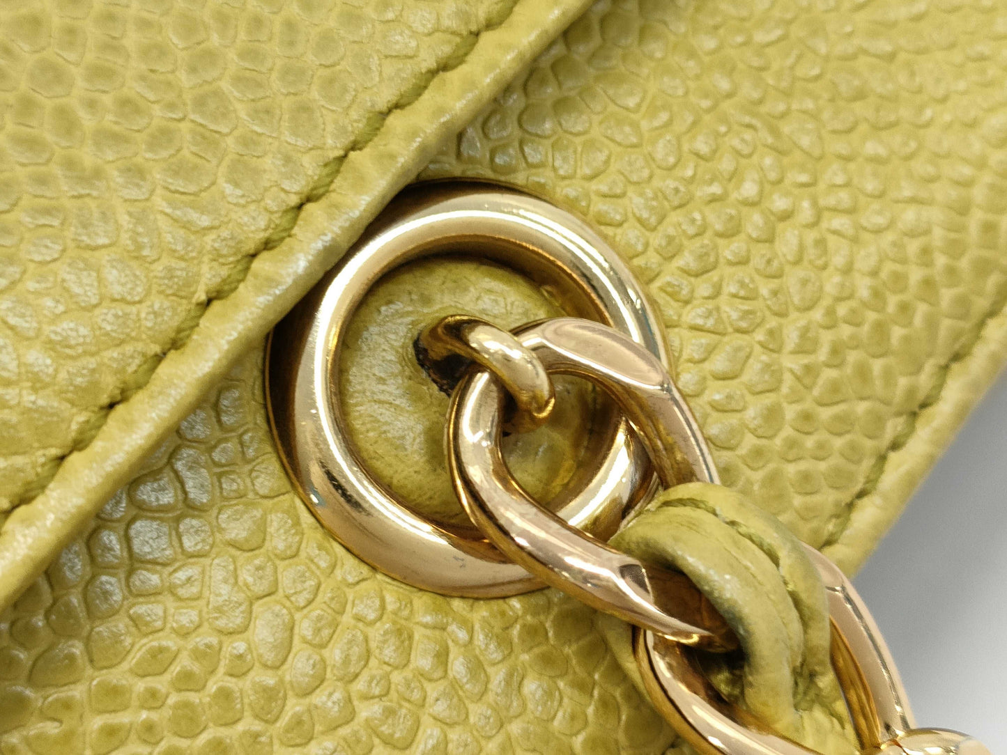 CHANEL Caviar Green Tote Bag with Sticker