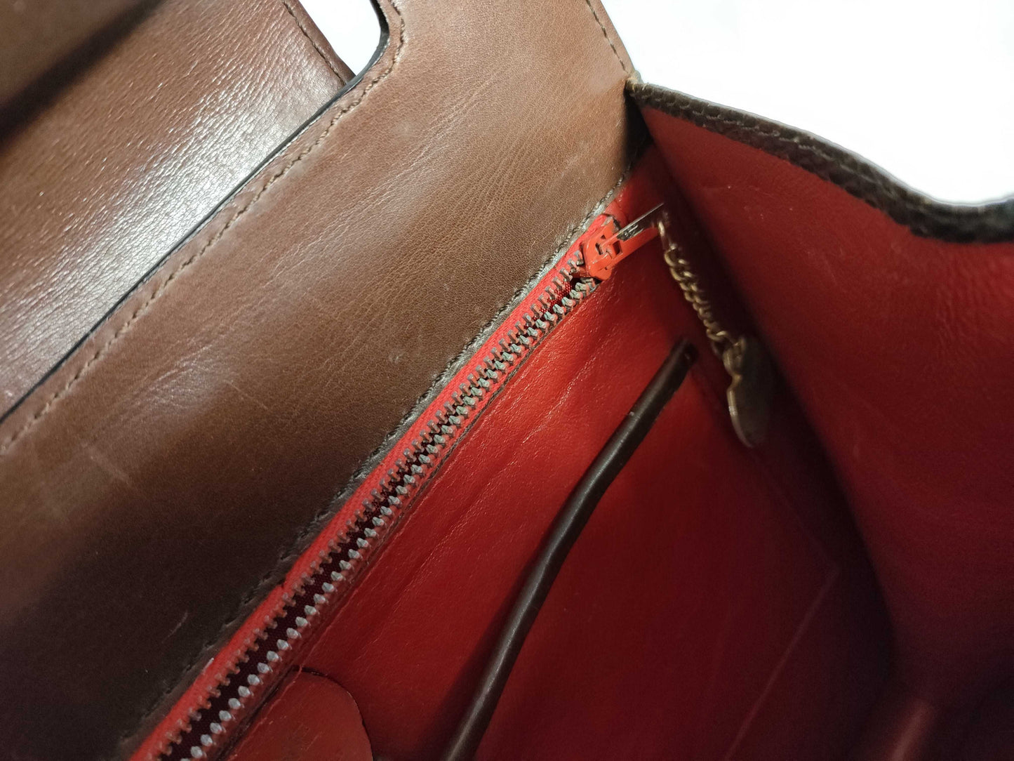 CELINE Circle Logo Handbag in Lizard Brown