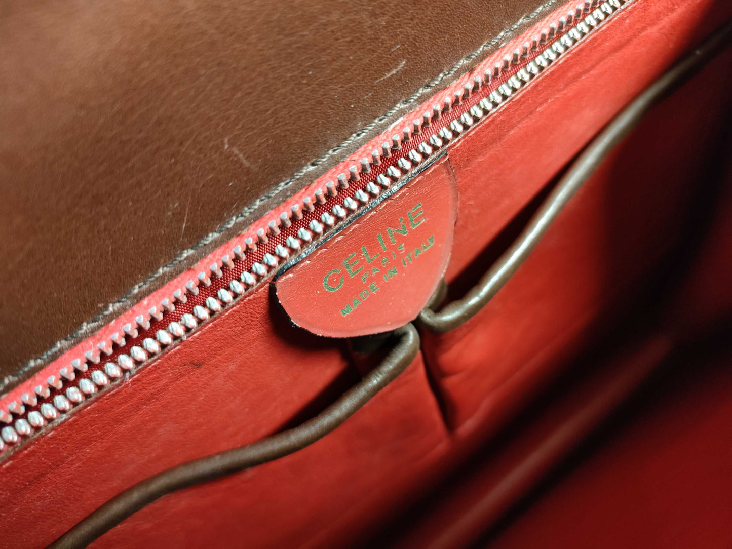 CELINE Circle Logo Handbag in Lizard Brown