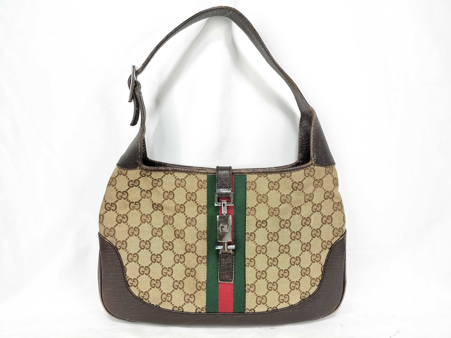 GUCCI Jackie Gucci GG Canvas Sherry Line Jackie Shoulder Bag
