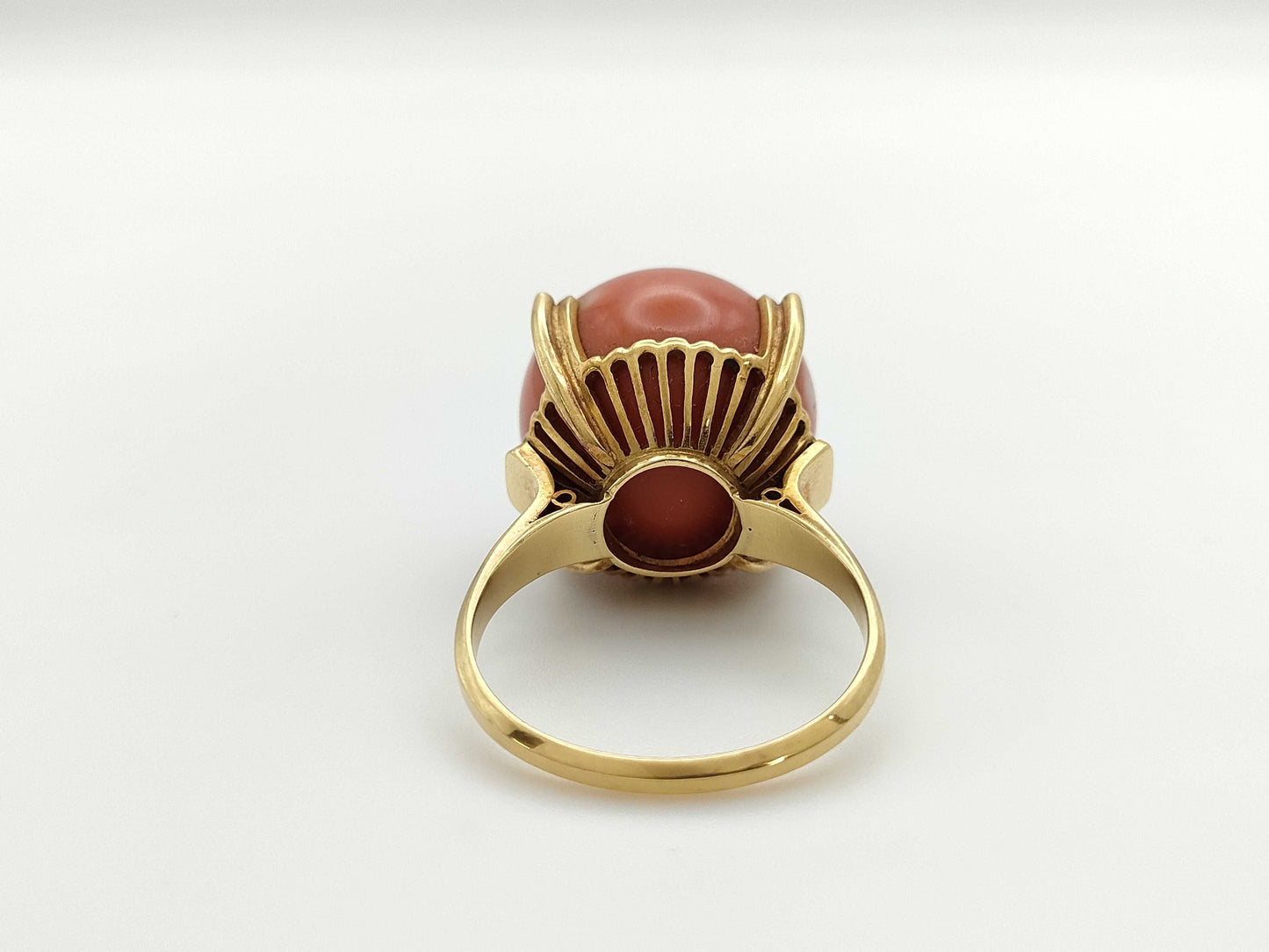 Coral Ring, Diameter: Approx. 16.5mm, 18K Gold, 11.9g