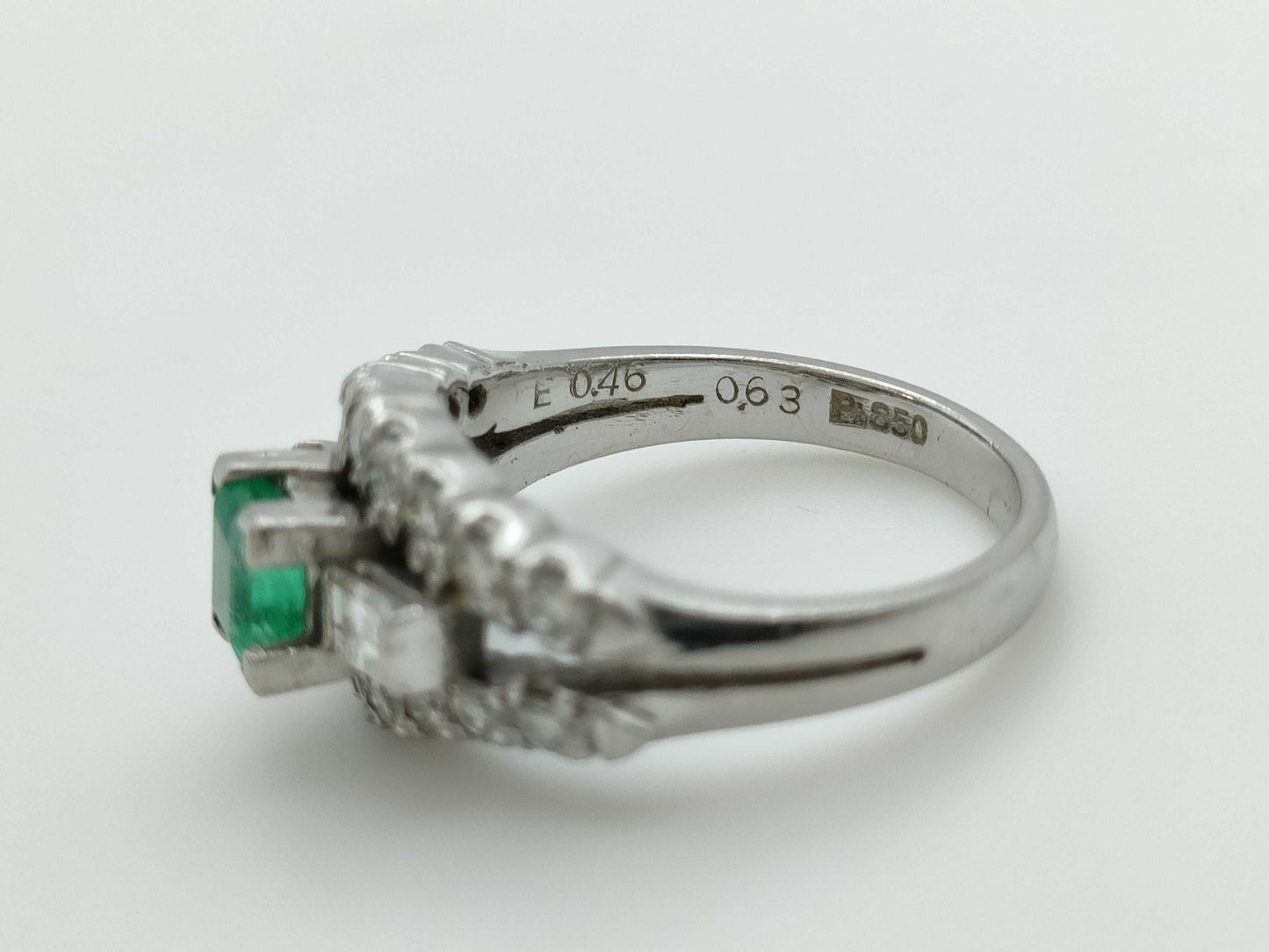 E0.46ct D0.63ct Pt850 6.7g Ring