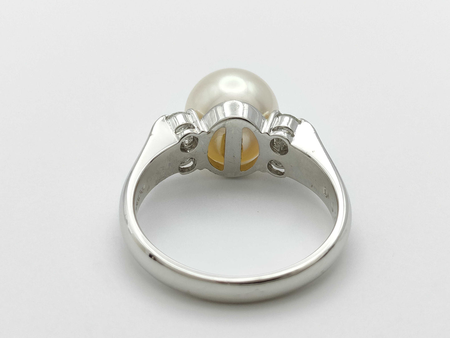 Pearl Ring, Diameter: Approx. 8.7mm, D0.23ct, Pt900, 6.1g