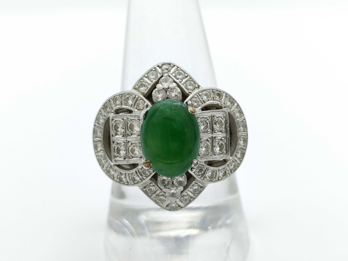 Jadeite 2.11ct D0.96ct Pt900 17.5g Ring