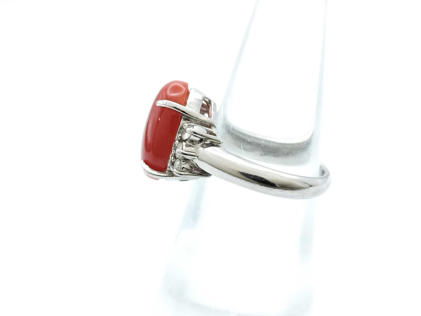 Coral D0.19ct PT900 8.0g Ring