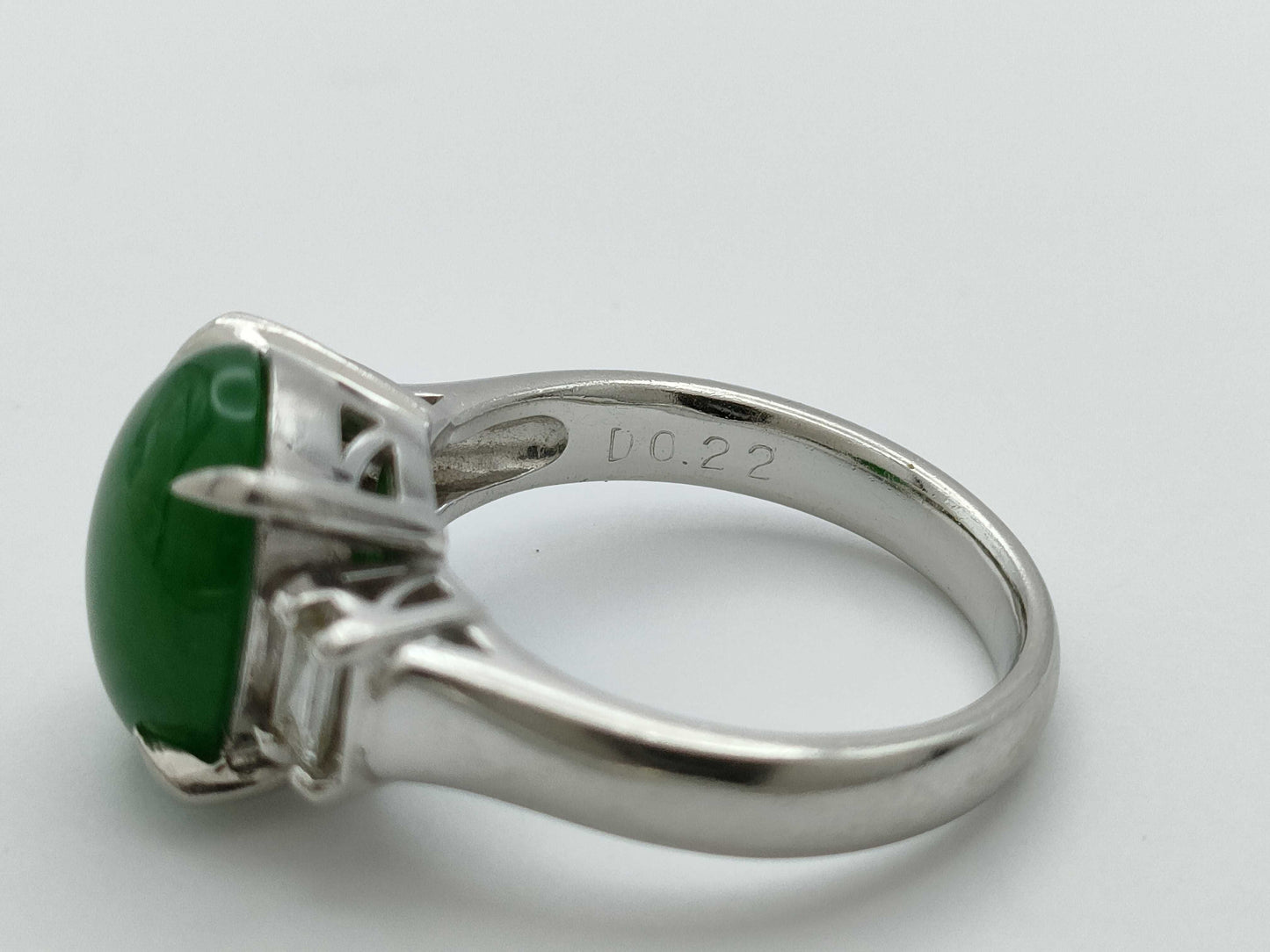 Jade 4.07ct D0.22ct Pt900 8.3g Ring