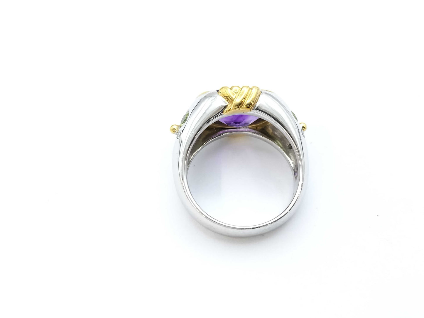 Amethyst Ring, 0.08ct, PT900/K18, 13.5g