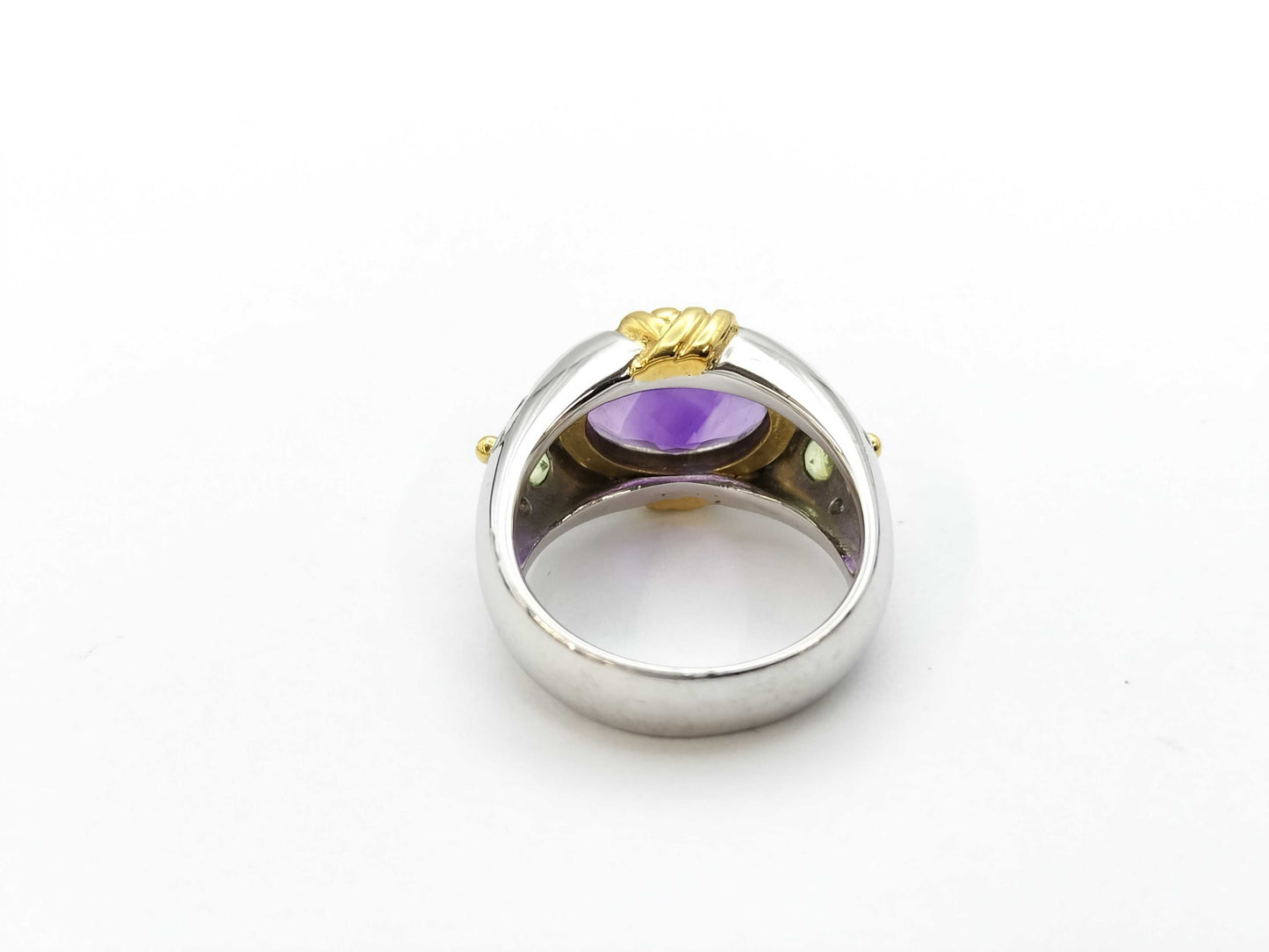 Amethyst Ring, 0.08ct, PT900/K18, 13.5g