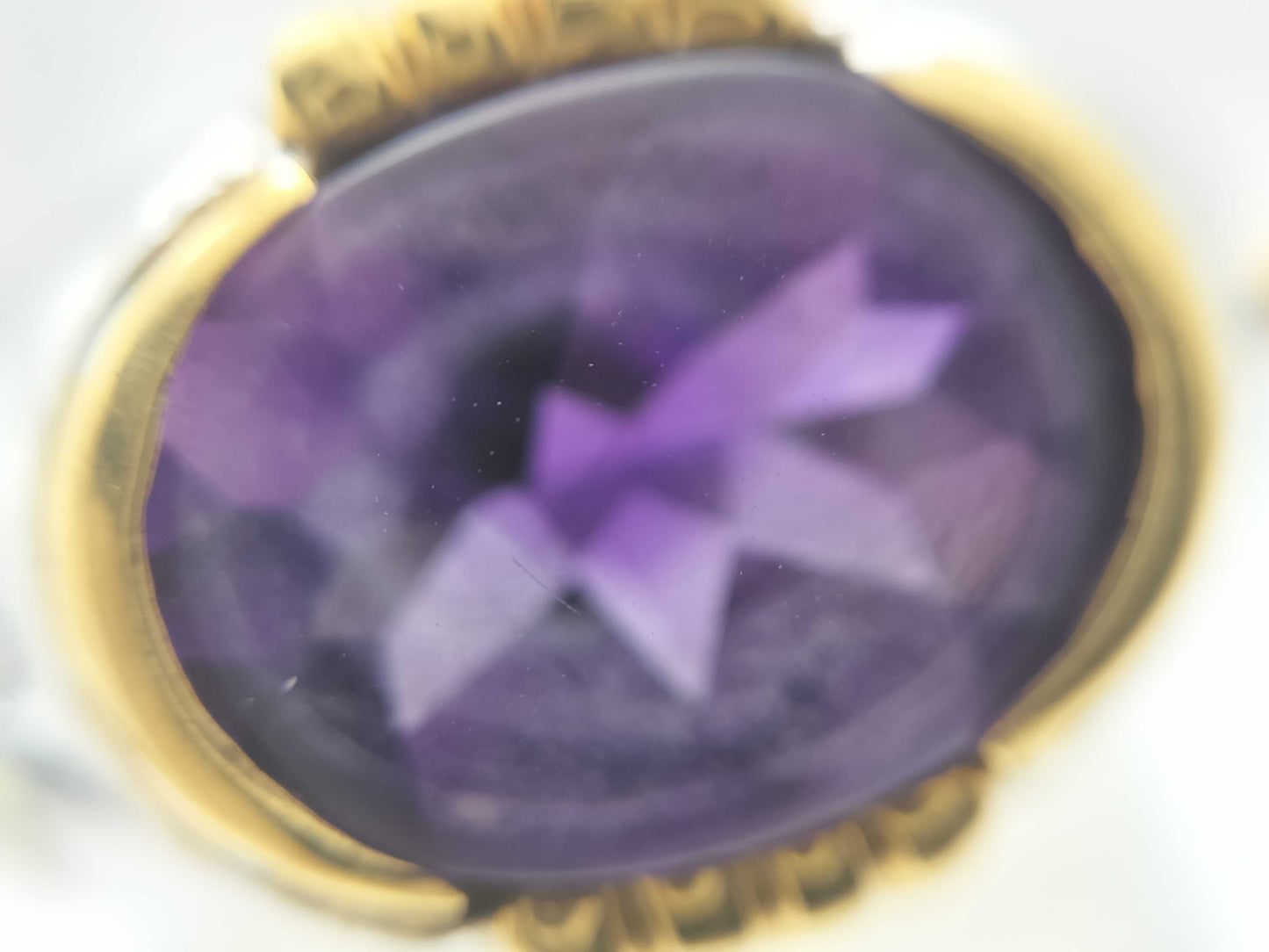 Amethyst Ring, 0.08ct, PT900/K18, 13.5g