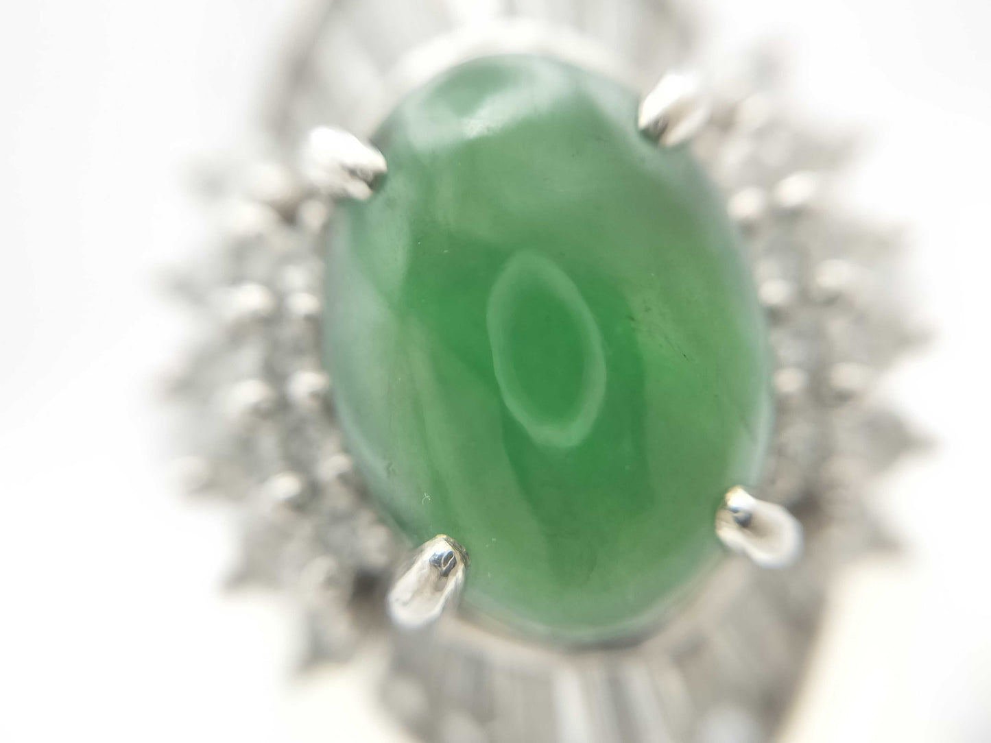 Jadeite 2.66ct D1.32ct PT900 10.8g Ring